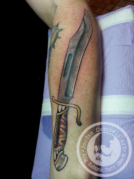Tattoos - neotraditional damascus steel knife - 115463